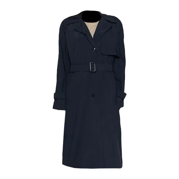 Women’s Long Navy Blue Trench Coat