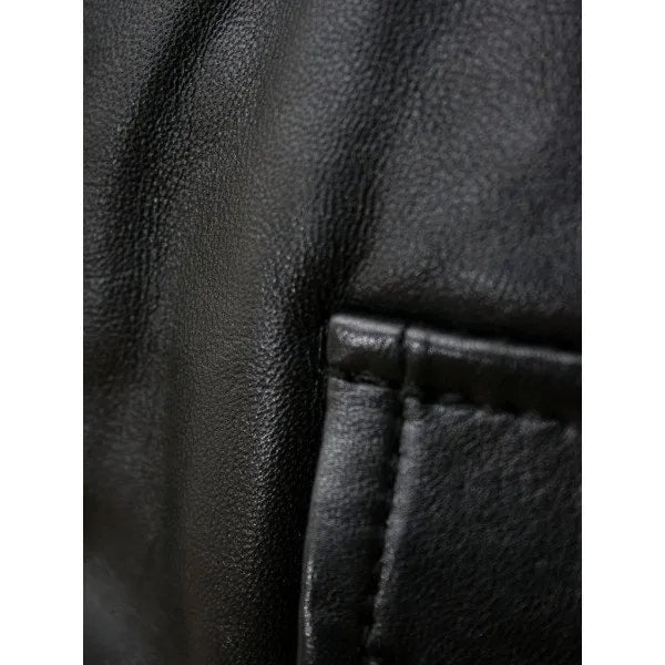 Mens Black Leather Bomber Jacket