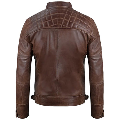 Jake Chocolate Brown Leather Biker Jacket