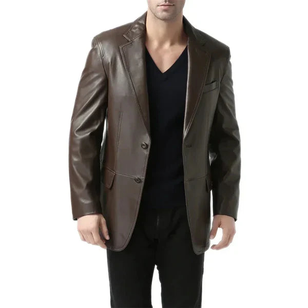 Brown Espresso Mens Leather Blazer