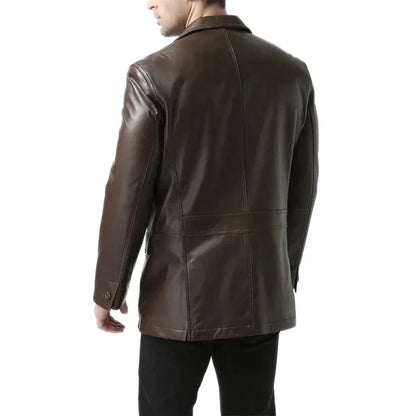 Brown Espresso Mens Leather Blazer