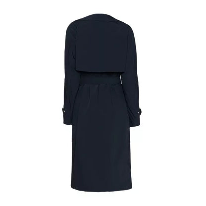 Women’s Long Navy Blue Trench Coat